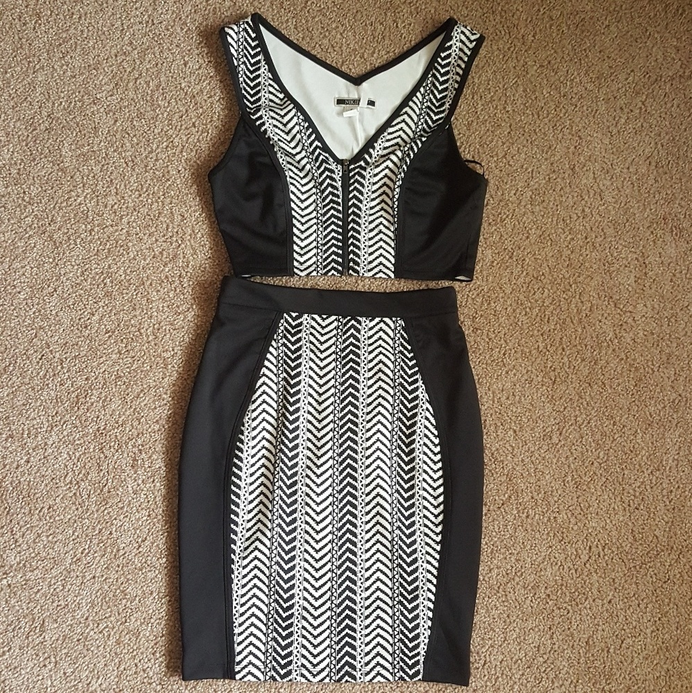Geo print Two-Piece Skirt Set